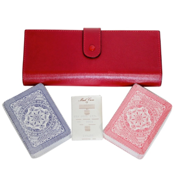 Mark Cross Handbags - NWT Mark Cross Saffiano Leather Travel Game Set Playing Cards Rare